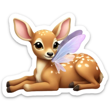 baby deer laying down with fairy wings sticker