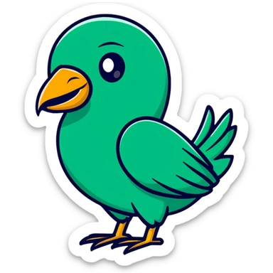 Minimalist Maya-style quetzal bird as message delivery symbol, white and deep green only, flat design with clean lines sticker