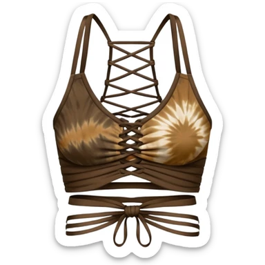 Tight weaved clothing crop top strappy in the front tie dye dark earth tones sticker
