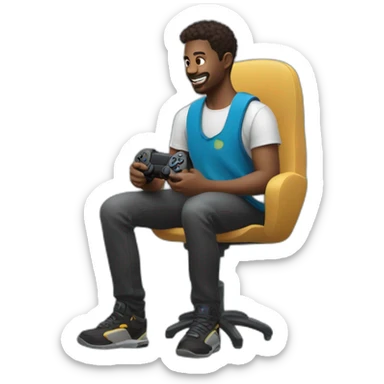 One guy playing video game with his ps5 sticker