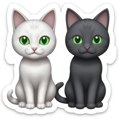 2 different coloured grey cats including one dark grey and white cat and one completely solid dark grey cat with green eyes and only white paws sticker