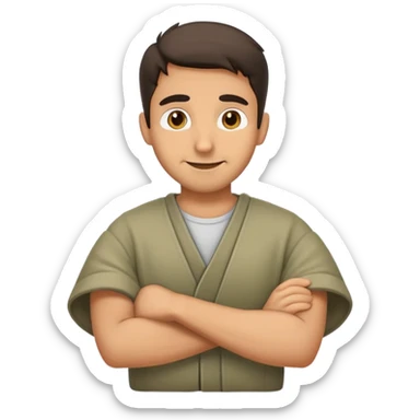 Smiling and hesitant man who shrugs his shoulders sticker