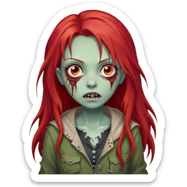 garota zumbi assustadora com o cabelo vermelho longo sticker