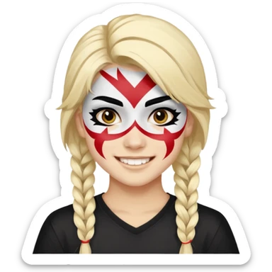 A black hair teen supporter with bold full-face paint, smiling with fierce team spirit. blonde hair sticker