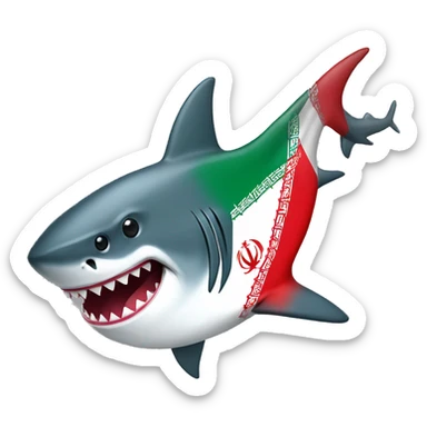 a shark with an iranian flag  sticker