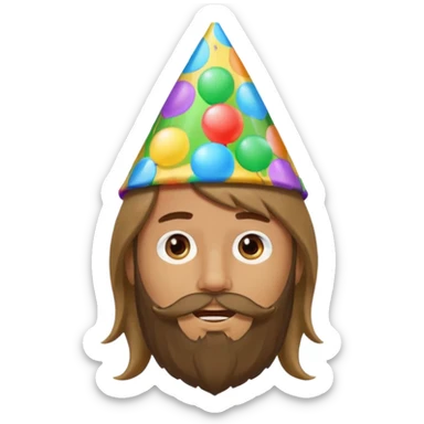 party hatted boy with long hair & bearded sticker