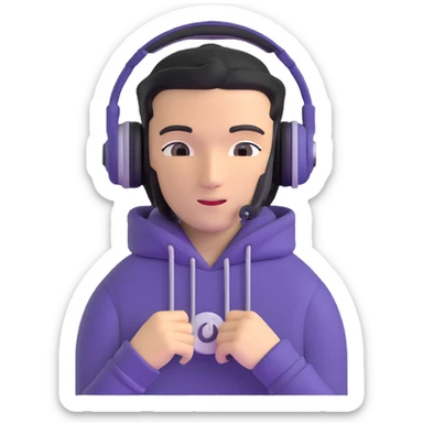 Russian rave DJ with hoodie and headphones sticker