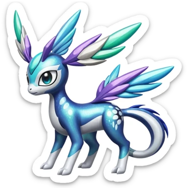 Shiny Spotted Striped Colorful-Fruity-Splash-marked Meloetta-Kyurem-Dialga-Suicune-Pteromon-hybrid sticker