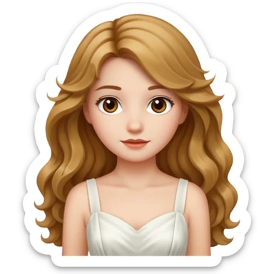 a girl with hazel long wavy silky hair.  sticker
