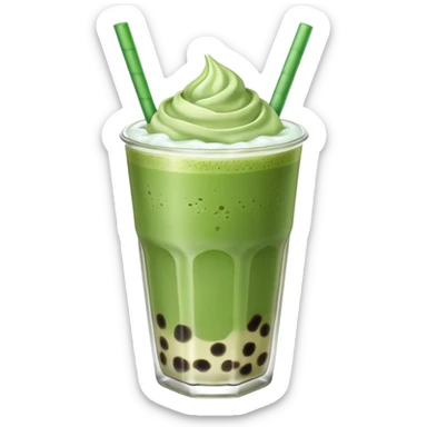 matcha latte with boba and ice sticker