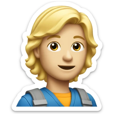 Blond haired construction worker with blue work wear sticker