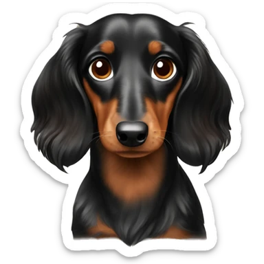 Black and brown dapple long haired dachshund  sticker