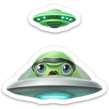 Alien flying in a ufo sticker