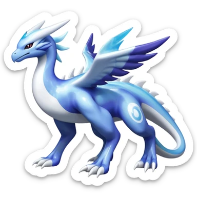Shiny lugia-dialga-suicune-hybrid, marbled glass markings, full body sticker