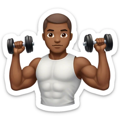 African-American man Arm curling dumbbell with veiny biceps sticker