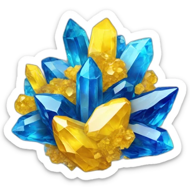 cluster of yellow, blue crystals sticker