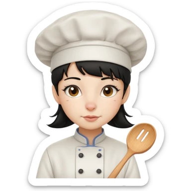 A girl rat with a fringe and chefs hat black hair sticker