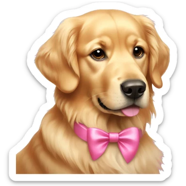 golden retriever with pink bows sticker