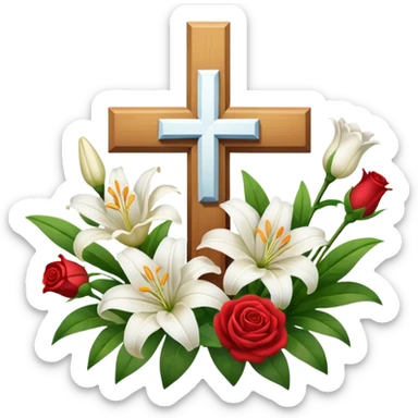 Flowers with a cross sticker