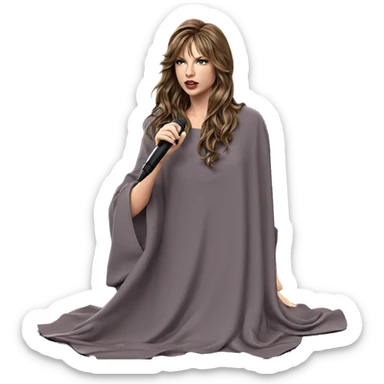 singer with long brown hair sticker