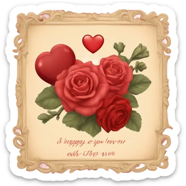vintage valentine’s day card red sticker