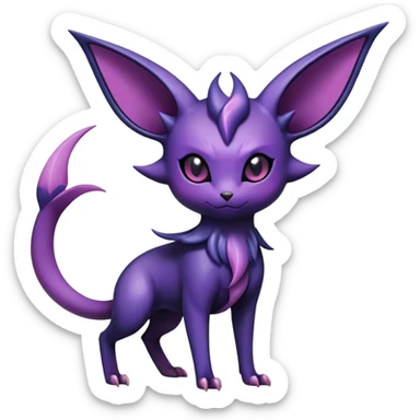 Shiny Dark-gradient Exotic Badass Royal Mysterious Gothic Noibat-Espeon-Pokémon-Fakémon-hybrid-creature (full body) sticker