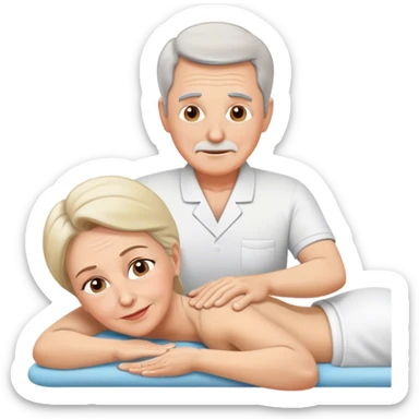 60-year-old white man giving massage o 60-year-old white woman sticker