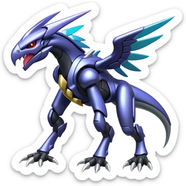 Shiny Exotic Colorful epic Zekrom-Genesect-Koraidon-Fakémon-hybrid-creature (full body)  sticker