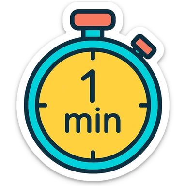 stopwatch with a 1 min symbol in the center, modern and simple, for icon use sticker