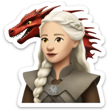 Daenerys Targaryen from game of thrones with a dragon sticker