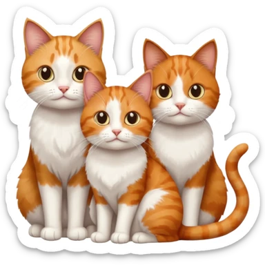 3 sibling cats all various different natural colours; 1 is ginger and white, the next is brown tabby and white and the third is a calico sticker