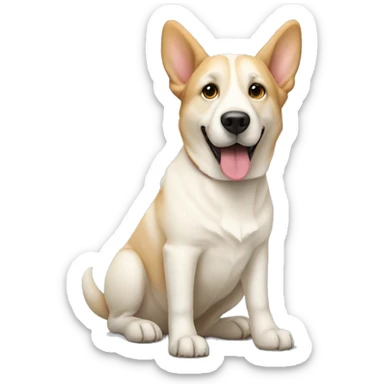 a big white dog looking like a mix of corgi and labrador but looking more like a labrador sticker