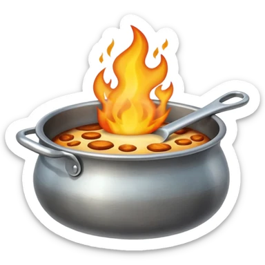 Un cucharón con fuego por debajo sticker