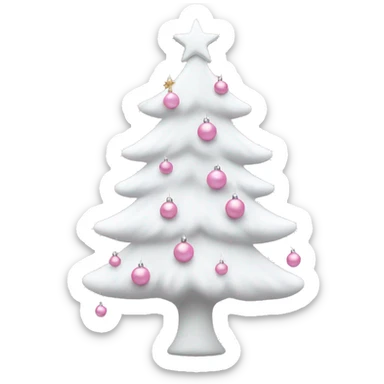 white christmas tree with baby pink ornaments  sticker