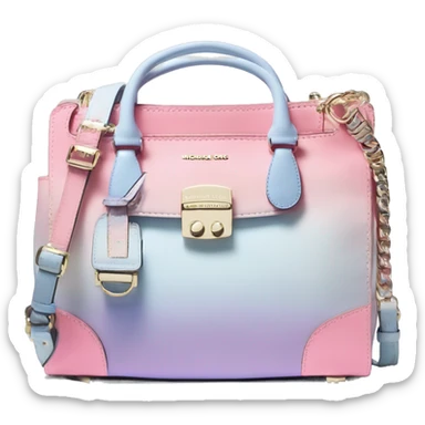 Realistic isolated pastel pink,pastel blue,bubblegum pink,and periwinkle ombre Michael Kors satchel purse.  sticker