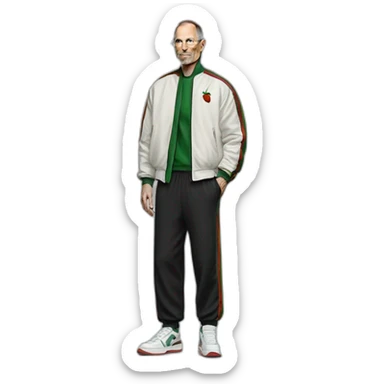 Steve Jobs with Gucci jogging suit with Jordan’s sneakers  sticker