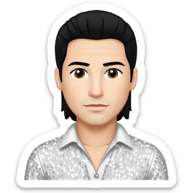 Danny Wood from NKOTB with black hair, white sequin outfit sticker