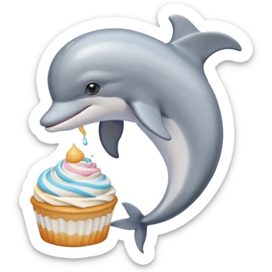 make me a dolphin that is asking a cat with buttercream sticker
