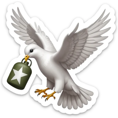 a flying dove carrying a grenade in its feet, inspired by the Hollywood Undead logo sticker
