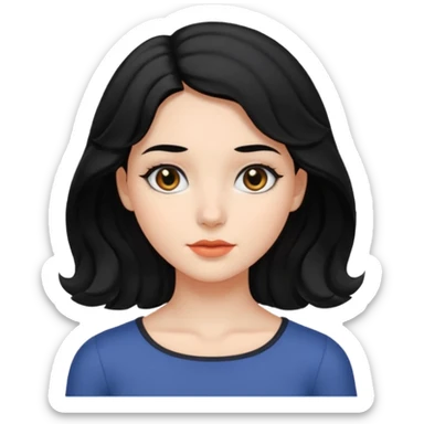 chica con pelo  negro liso y hasta los hombros  ondulada y ojos negros sticker