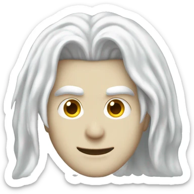 Alucard with long white hair and white skin sticker
