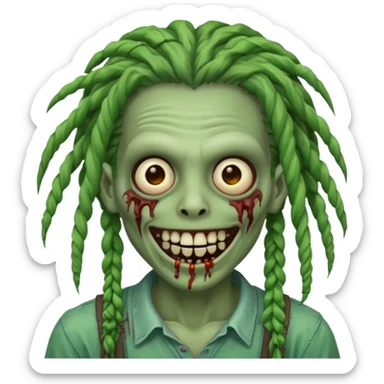 zombie with dreads with braces smiling  sticker