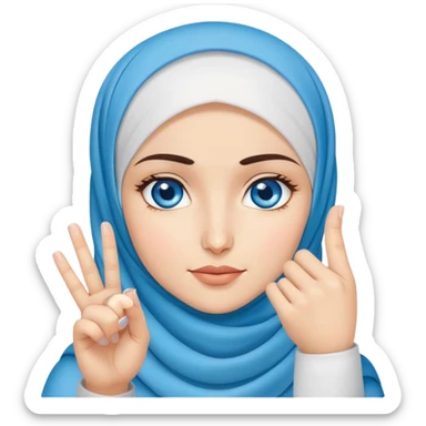 Turkish beautiful finish Konya girl blue eyes with hijab and says no with her finger  sticker