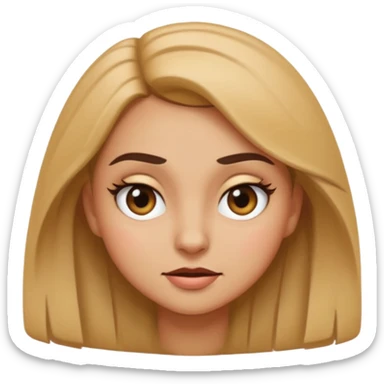 expressive iOS-style emoji of a sassy girl, head tilted, eyes squinting, playful smirk, one eyebrow raised, hand on hip, dramatic petty look sticker