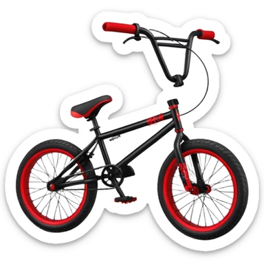 A BMX bicycle, small 20-inch wheels, compact frame, high handlebars, sporty design, no person, freestyle BMX bike sticker