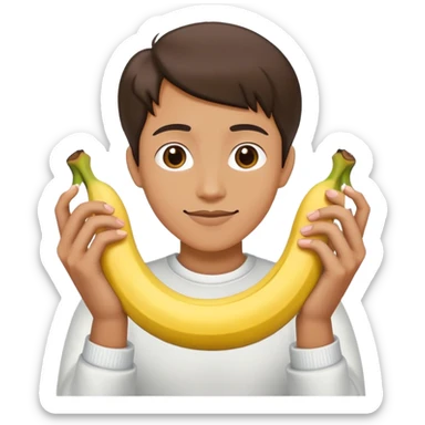 peeled banana with two hands forming a heart shape around it sticker