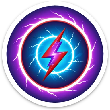 Red and blue lightening in a circle shape with effects like real lightening with purple effects  sticker