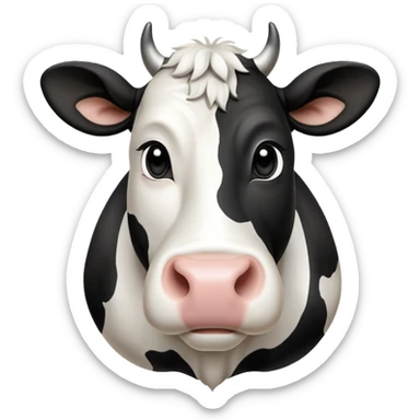 cinematic-noble-black-and-white-cow-portrait-emoji,-poised-and-regal,-with-a-large,-sturdy-build-and-a-beautifully-patterned-hide-of-rich-black-accented-by-crisp-white-patches,-deep-set-soulful-brown-eyes,-simplified-yet-sharp-and-sophisticated sticker