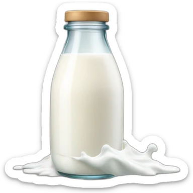 a bottle of milk dropping milk in a glass sticker