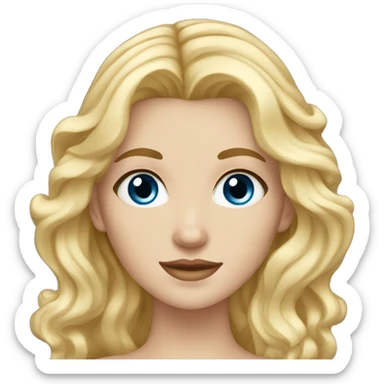 Wavy Blonde hair white girl with blue eyes and brown eyebrows  sticker